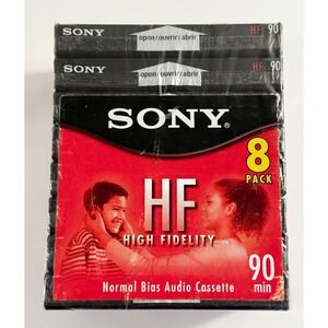 Sony Audio Cassette 8 Pack 90 Min Red NEW HF High Fidelity Normal Bias C-90HFL